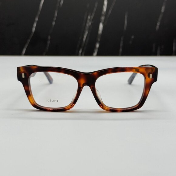 NEW CELINE CL50011F 054 BROWN HAVANA SQUARE WOMEN CELINE EYEGLASSES - Picture 4 of 10